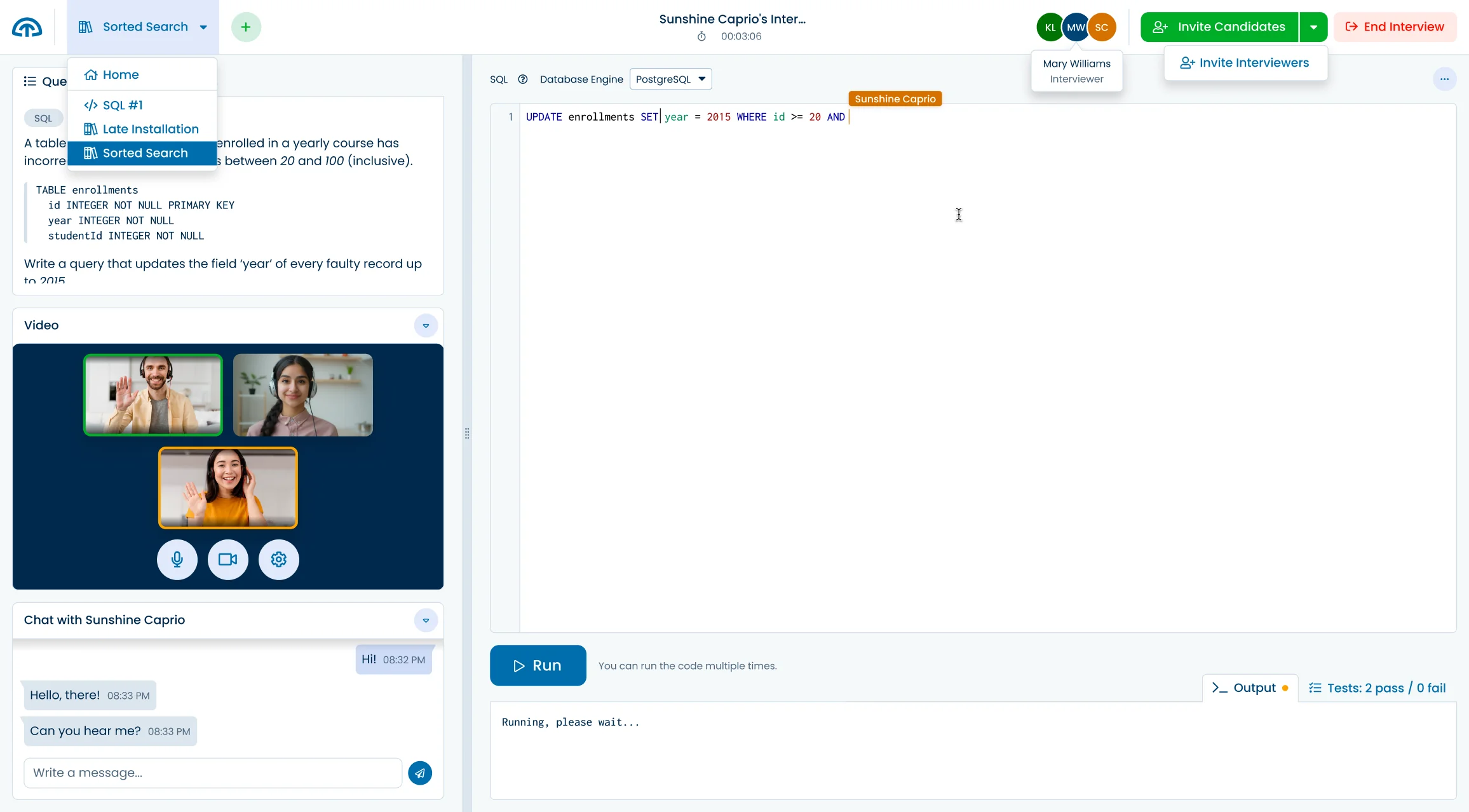 Sample image of the interviews app.