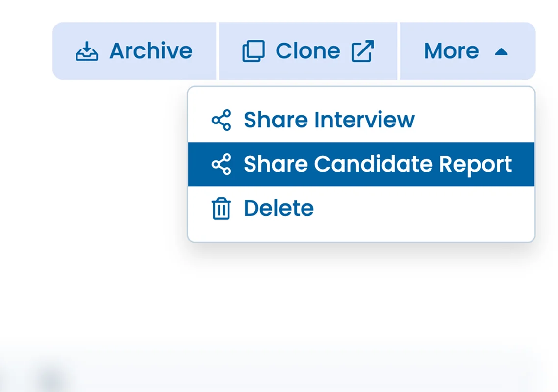 Illustration of the "Share candidate report" option in the candidate report.