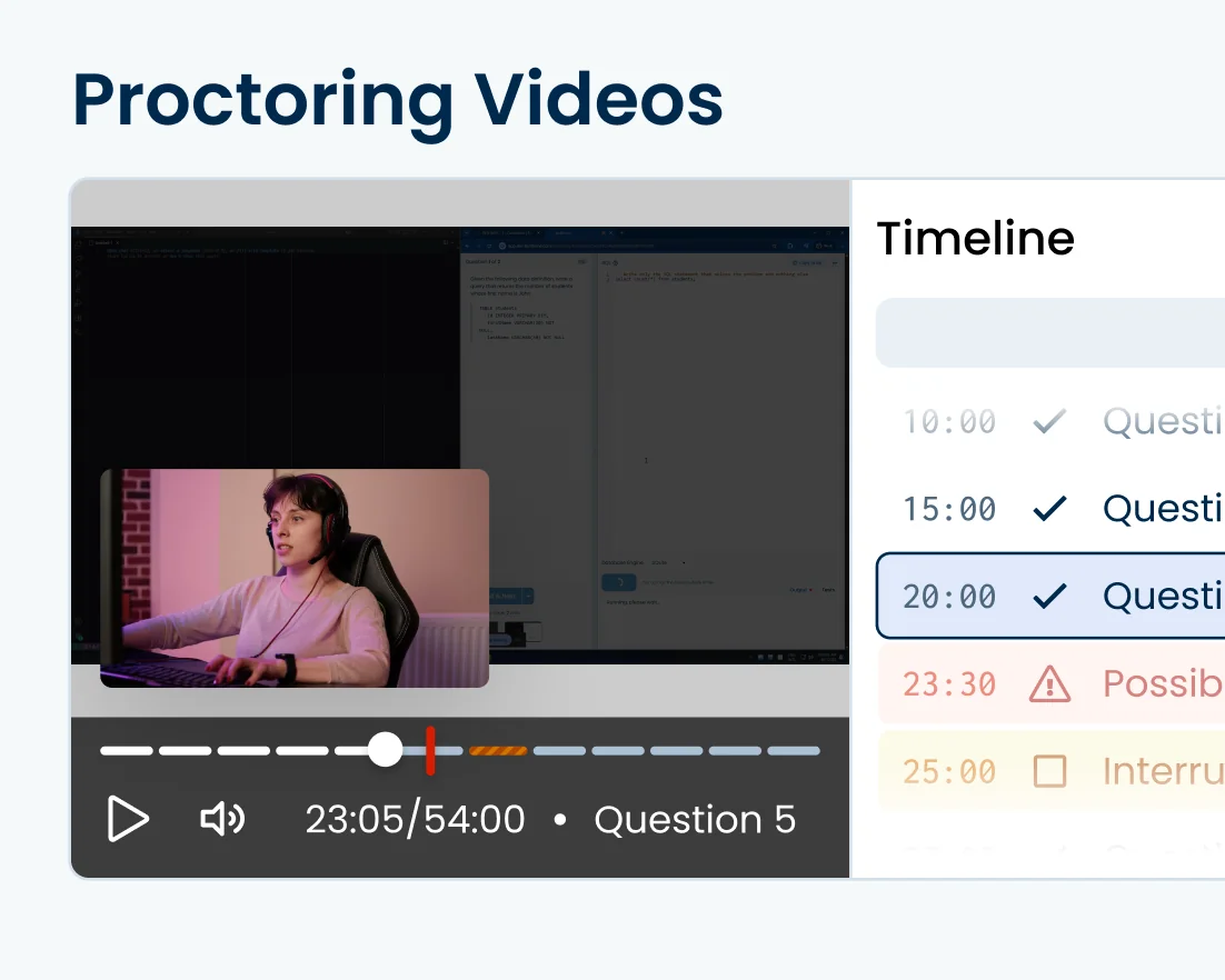 Illustration of a proctoring image pair focusing on the webcam image.